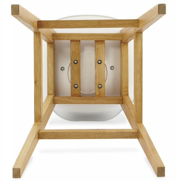 Scaun inalt bar alb Elody Premium stil scandinav, polipropilena, picioare lemn masiv stejar, BS01280WHWH - Kokoon [12]