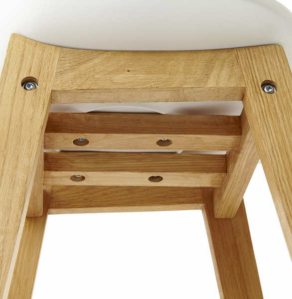Scaun inalt bar alb Elody Premium stil scandinav, polipropilena, picioare lemn masiv stejar, BS01280WHWH - Kokoon [9]