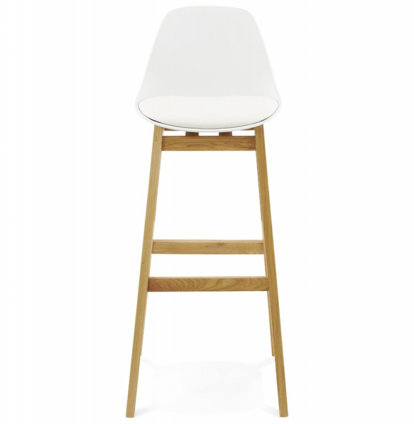 Scaun inalt bar alb Elody Premium stil scandinav, polipropilena, picioare lemn masiv stejar, BS01280WHWH - Kokoon [2]