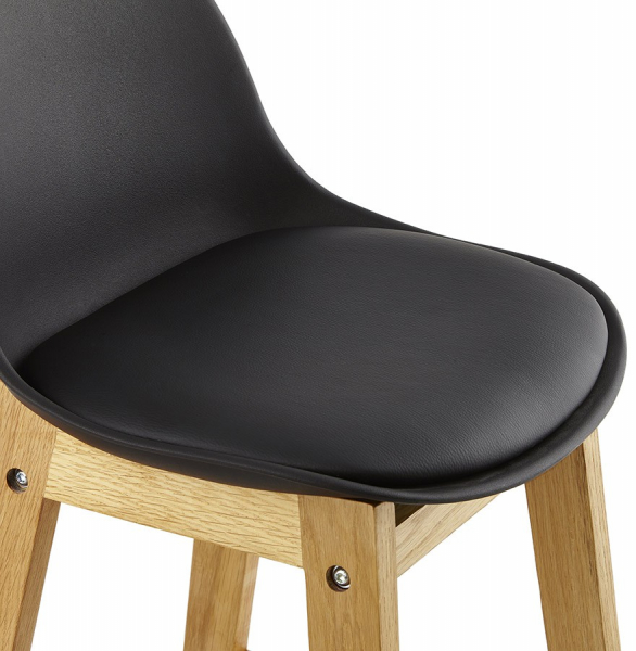 Scaun inalt bar negru Elody II premium stil scandinav, picioare lemn masiv, tapiterie piele ecologica, BS01450BLBL - Kokoon [5]