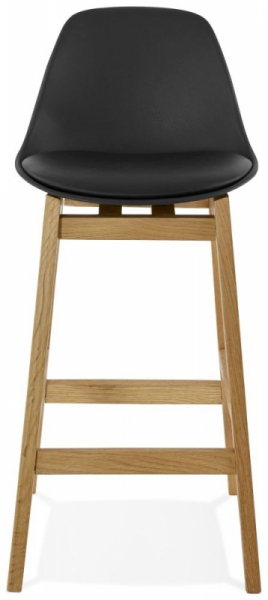 Scaun inalt bar negru Elody II premium stil scandinav, picioare lemn masiv, tapiterie piele ecologica, BS01450BLBL - Kokoon [2]