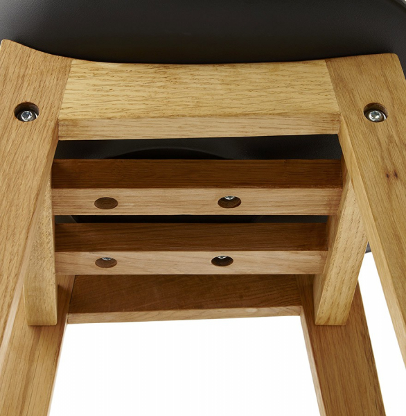 Scaun inalt bar negru Elody II premium stil scandinav, picioare lemn masiv, tapiterie piele ecologica, BS01450BLBL - Kokoon [8]