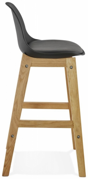 Scaun inalt bar negru Elody II premium stil scandinav, picioare lemn masiv, tapiterie piele ecologica, BS01450BLBL - Kokoon [3]