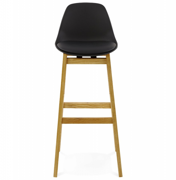 Scaun inalt bar negru Elody Premium stil scandinav, polipropilena, picioare lemn masiv stejar, BS01290BLBL - Kokoon [2]