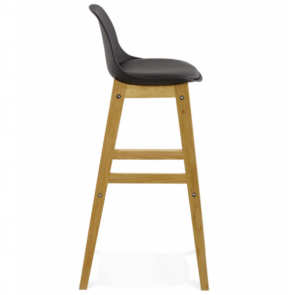 Scaun inalt bar negru Elody Premium stil scandinav, polipropilena, picioare lemn masiv stejar, BS01290BLBL - Kokoon [3]