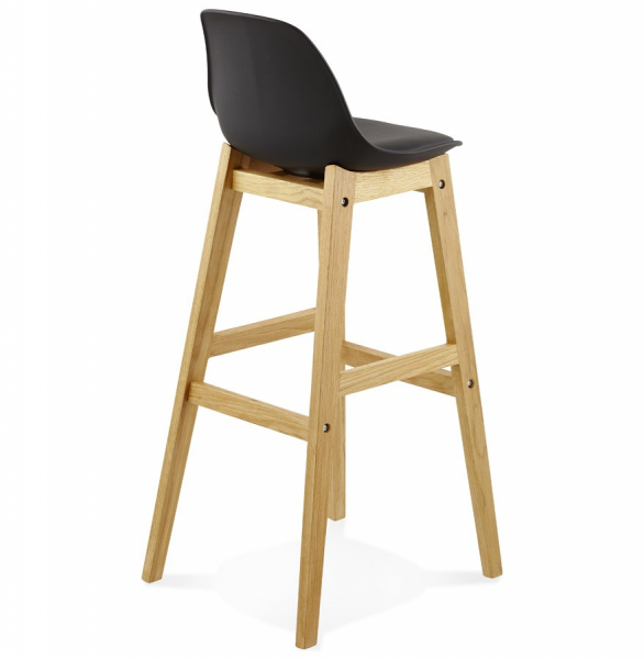 Scaun inalt bar negru Elody Premium stil scandinav, polipropilena, picioare lemn masiv stejar, BS01290BLBL - Kokoon [4]