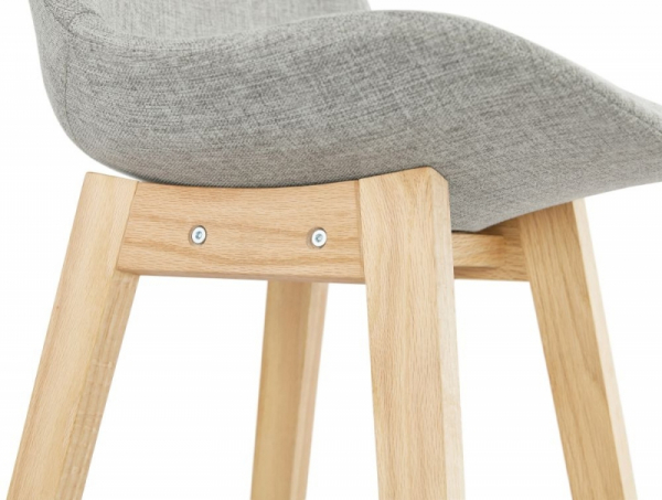 Scaun bar gri tapitat Louis premium, stil scandinav, material textil / picioare lemn masiv, BS01910GRNA - Kokoon [8]