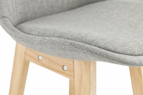 Scaun bar gri tapitat Louis premium, stil scandinav, material textil / picioare lemn masiv, BS01910GRNA - Kokoon [6]