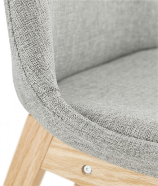 Scaun bar gri tapitat Louis premium, stil scandinav, material textil / picioare lemn masiv, BS01910GRNA - Kokoon [7]