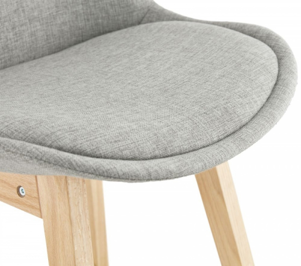 Scaun bar gri tapitat Louis premium, stil scandinav, material textil / picioare lemn masiv, BS01910GRNA - Kokoon [5]