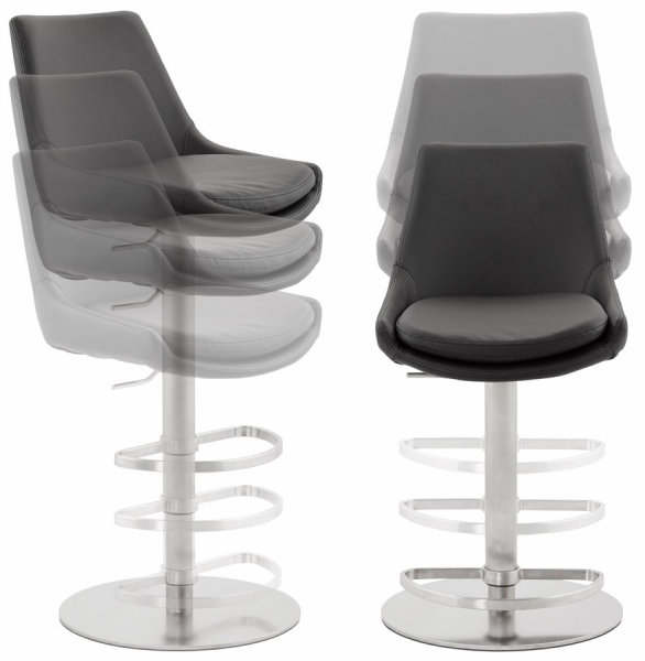 Scaun de design pentru bar KARU negru cu burete piele / otel inoxidabil, BS00990BL - Kokoon [6]