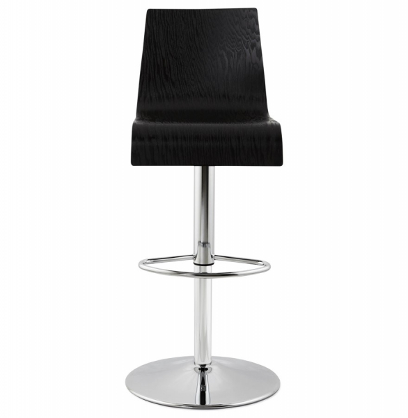 Scaun bar negru lemn indoit Madeira Premium, inaltime reglabila, picior metal crom, BS00910BL - Kokoon [2]