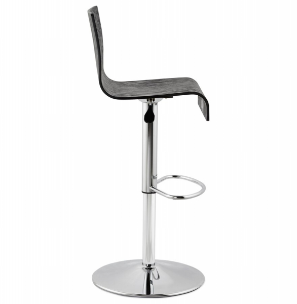 Scaun bar negru lemn indoit Madeira Premium, inaltime reglabila, picior metal crom, BS00910BL - Kokoon [3]
