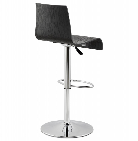 Scaun bar negru lemn indoit Madeira Premium, inaltime reglabila, picior metal crom, BS00910BL - Kokoon [4]
