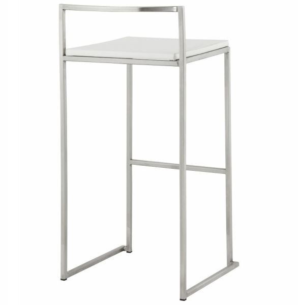 Scaun bar alb piele ecologica Meto structura patrata otel inoxidabil, BS00120WH - Kokoon [4]