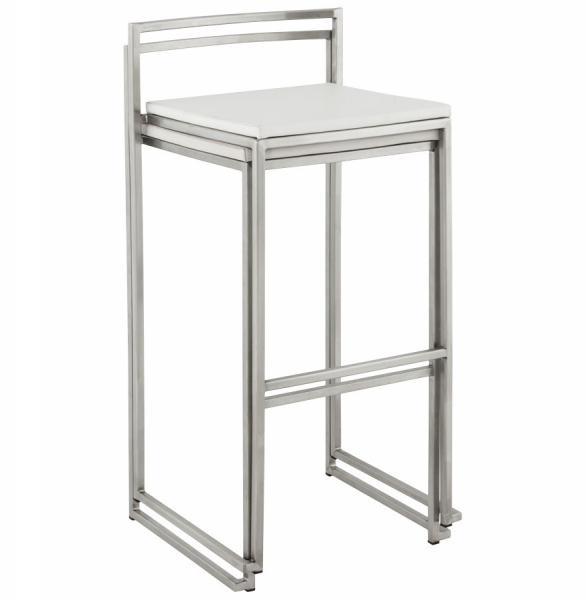 Scaun bar alb piele ecologica Meto structura patrata otel inoxidabil, BS00120WH - Kokoon [13]
