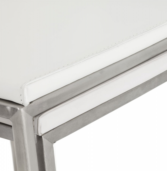 Scaun bar alb piele ecologica Meto structura patrata otel inoxidabil, BS00120WH - Kokoon [14]