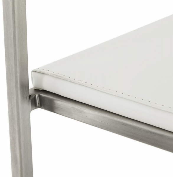 Scaun bar modern patrat Meto II, tapitat piele ecologica alba, picioare otel inoxidabil, BS00790WH - Kokoon [13]