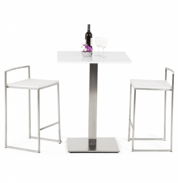 Scaun bar modern patrat Meto II, tapitat piele ecologica alba, picioare otel inoxidabil, BS00790WH - Kokoon [20]