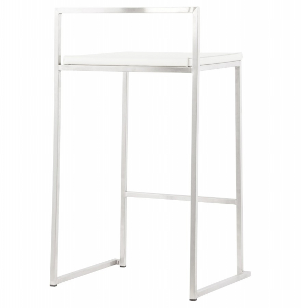 Scaun bar modern patrat Meto II, tapitat piele ecologica alba, picioare otel inoxidabil, BS00790WH - Kokoon [9]