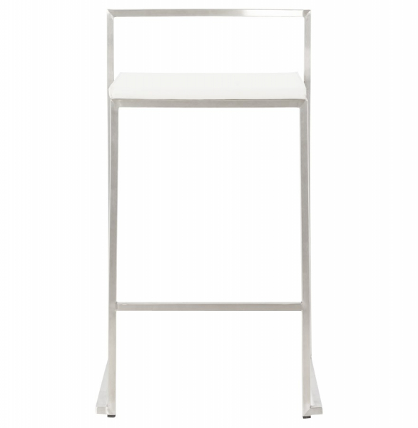 Scaun bar modern patrat Meto II, tapitat piele ecologica alba, picioare otel inoxidabil, BS00790WH - Kokoon [2]