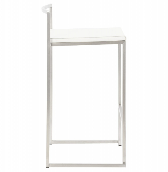 Scaun bar modern patrat Meto II, tapitat piele ecologica alba, picioare otel inoxidabil, BS00790WH - Kokoon [3]