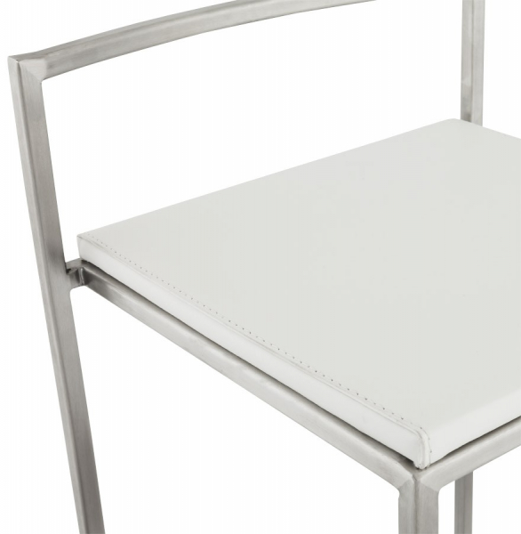 Scaun bar modern patrat Meto II, tapitat piele ecologica alba, picioare otel inoxidabil, BS00790WH - Kokoon [11]
