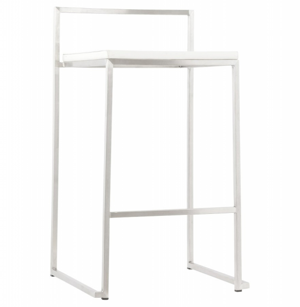 Scaun bar modern patrat Meto II, tapitat piele ecologica alba, picioare otel inoxidabil, BS00790WH - Kokoon [6]