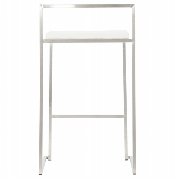 Scaun bar modern patrat Meto II, tapitat piele ecologica alba, picioare otel inoxidabil, BS00790WH - Kokoon [10]