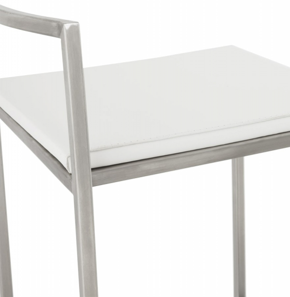 Scaun bar modern patrat Meto II, tapitat piele ecologica alba, picioare otel inoxidabil, BS00790WH - Kokoon [12]