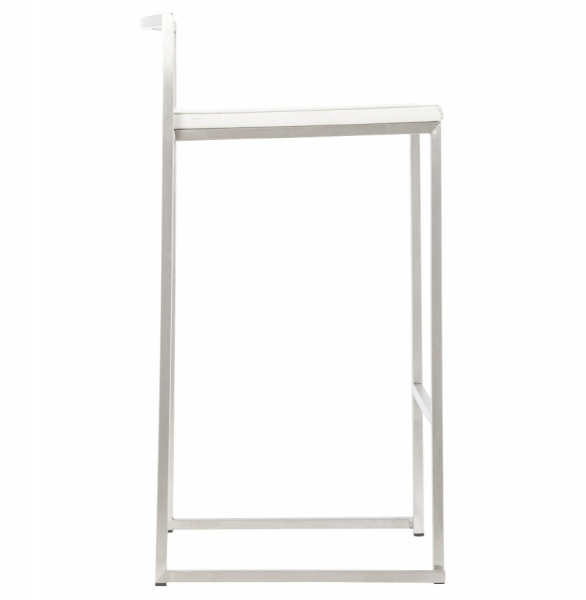 Scaun bar modern patrat Meto II, tapitat piele ecologica alba, picioare otel inoxidabil, BS00790WH - Kokoon [8]