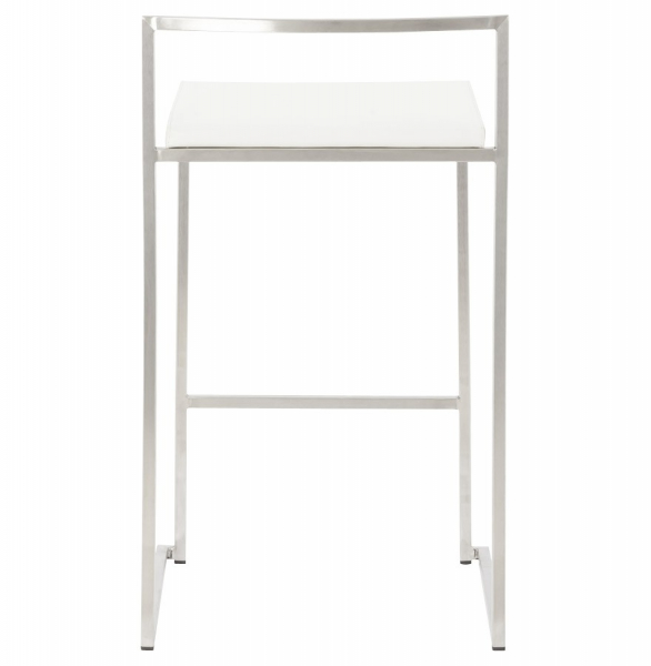 Scaun bar modern patrat Meto II, tapitat piele ecologica alba, picioare otel inoxidabil, BS00790WH - Kokoon [5]