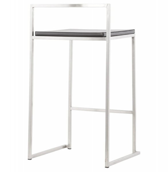 Scaun bar modern patrat Meto II tapitat piele ecologica neagra, picioare otel inoxidabil, BS00780BL - Kokoon [9]