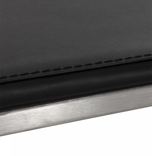 Scaun bar modern patrat Meto II tapitat piele ecologica neagra, picioare otel inoxidabil, BS00780BL - Kokoon [12]