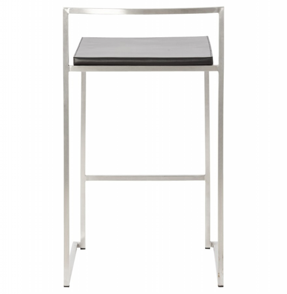 Scaun bar modern patrat Meto II tapitat piele ecologica neagra, picioare otel inoxidabil, BS00780BL - Kokoon [5]