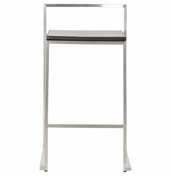 Scaun bar modern patrat Meto II tapitat piele ecologica neagra, picioare otel inoxidabil, BS00780BL - Kokoon [2]
