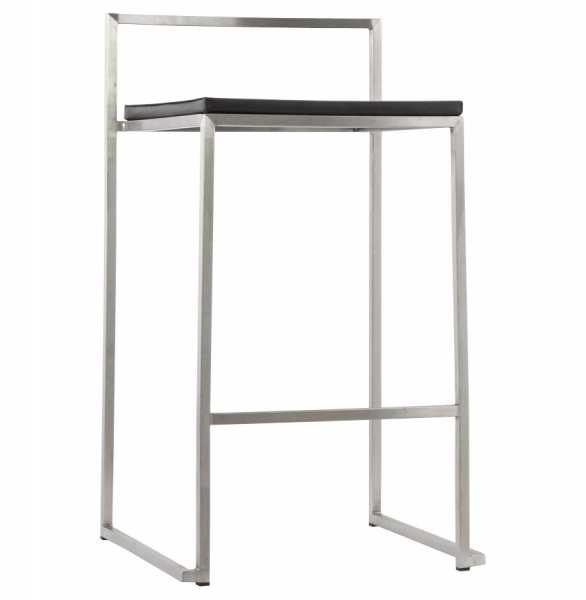 Scaun bar modern patrat Meto II tapitat piele ecologica neagra, picioare otel inoxidabil, BS00780BL - Kokoon [6]