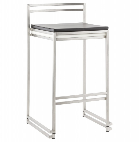 Scaun bar modern patrat Meto II tapitat piele ecologica neagra, picioare otel inoxidabil, BS00780BL - Kokoon [18]