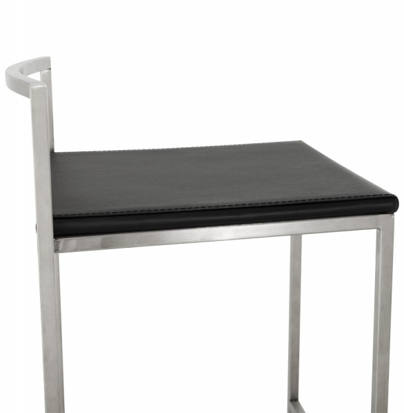 Scaun bar modern patrat Meto II tapitat piele ecologica neagra, picioare otel inoxidabil, BS00780BL - Kokoon [11]