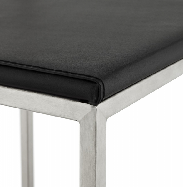 Scaun bar modern patrat Meto II tapitat piele ecologica neagra, picioare otel inoxidabil, BS00780BL - Kokoon [13]