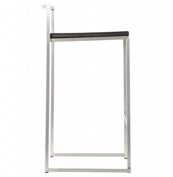 Scaun bar modern patrat Meto II tapitat piele ecologica neagra, picioare otel inoxidabil, BS00780BL - Kokoon [8]