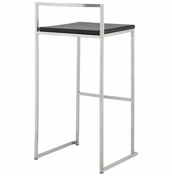 Scaun bar negru piele ecologica Meto structura patrata otel inoxidabil, BS00110BL - Kokoon [4]