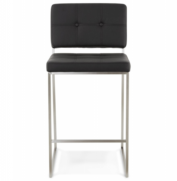 Scaun inalt bar negru tapitat piele ecologica Dod Premium, picioare otel, BS01210BL - Kokoon [2]