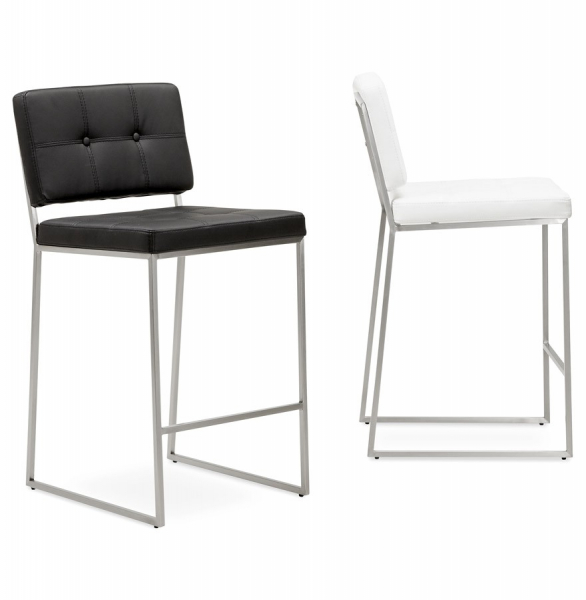 Scaun inalt bar negru tapitat piele ecologica Dod Premium, picioare otel, BS01210BL - Kokoon [17]