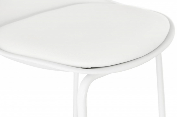 Scaun modern bar alb Organic II premium, tapitat piele ecologica, polipropilena / picioare albe subtiri otel, BS01410WH - Kokoon [6]