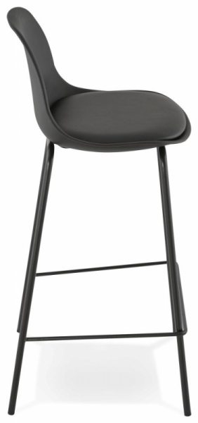 Scaun modern bar negru Organic II premium, tapitat piele ecologica, polipropilena / picioare negre subtiri otel, BS01400BL - Kokoon [3]