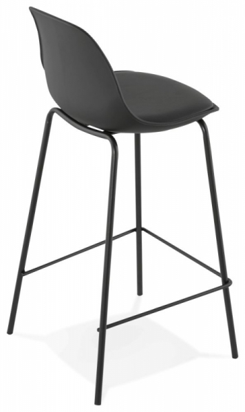 Scaun modern bar negru Organic II premium, tapitat piele ecologica, polipropilena / picioare negre subtiri otel, BS01400BL - Kokoon [4]