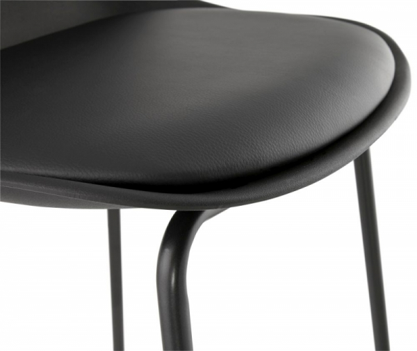 Scaun modern bar negru Organic II premium, tapitat piele ecologica, polipropilena / picioare negre subtiri otel, BS01400BL - Kokoon [6]