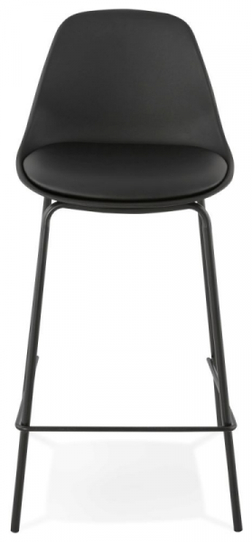 Scaun modern bar negru Organic II premium, tapitat piele ecologica, polipropilena / picioare negre subtiri otel, BS01400BL - Kokoon [2]