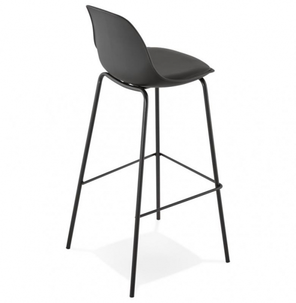 Scaun bar negru Organic premium, picioare negre subtiri otel, polipropilena / piele ecologica, BS01420BL - Kokoon [4]